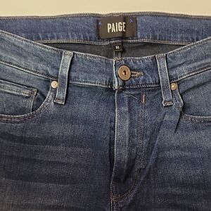 PAIGE Blue Denim Jeans with Classic Contrast Stitching